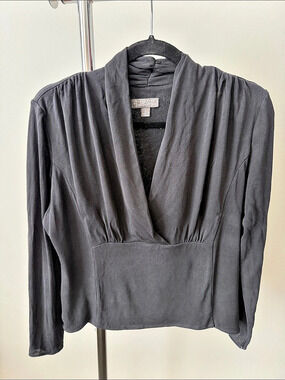 Classiques Entier 100% Silk Draped Blouse in Black Size Large Like New